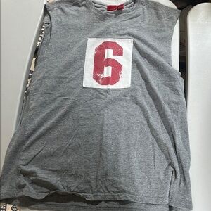 Gray Sleeveless Top with Red Number